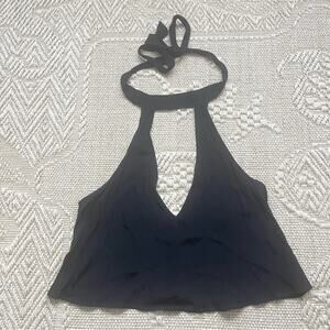 Tobi Open Back Black Halter Cropped Top Women’s size M